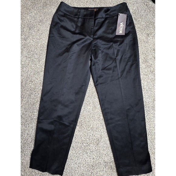 Victor Alfaro Pants - NWT Victor Alfaro Black Pants Size 10P Satin Feel Dressy Party Travel Classic